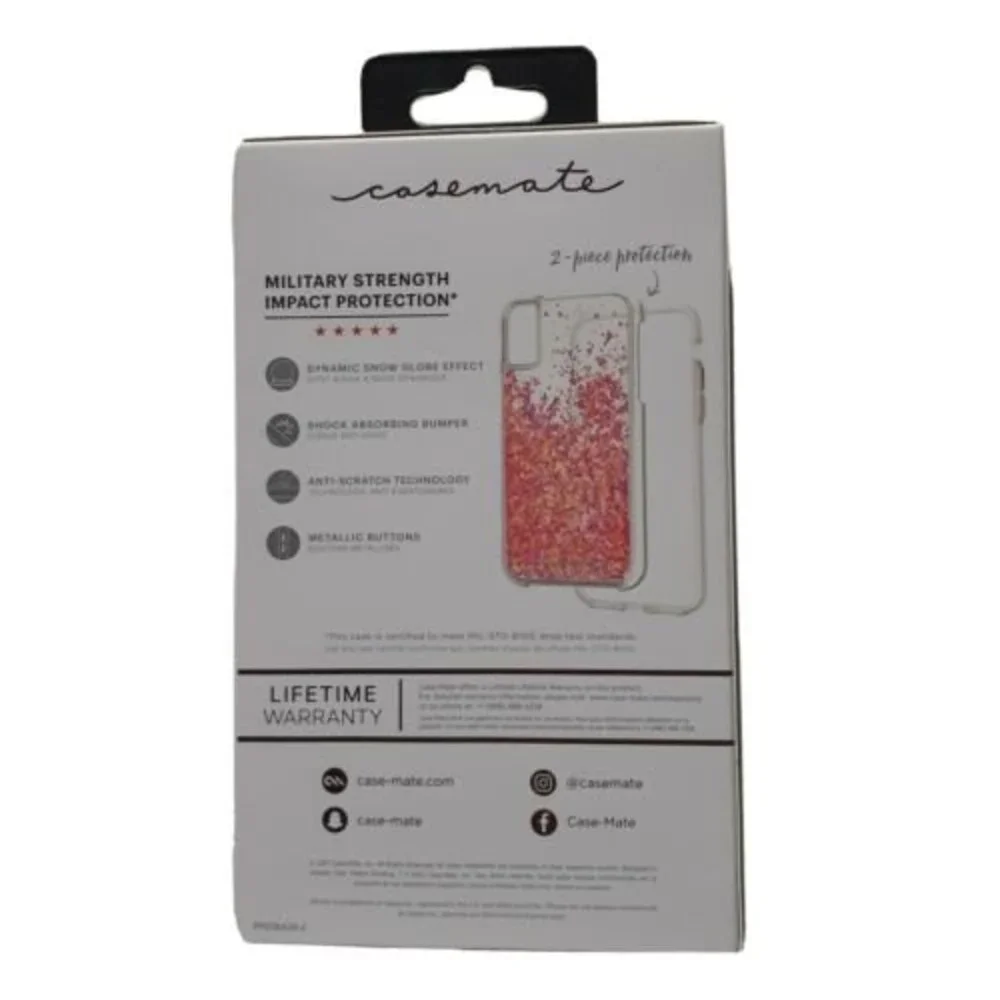 Case-Mate Waterfall Glow Pink Glitter Case For iPhone X/Xs Glow in the Dark New